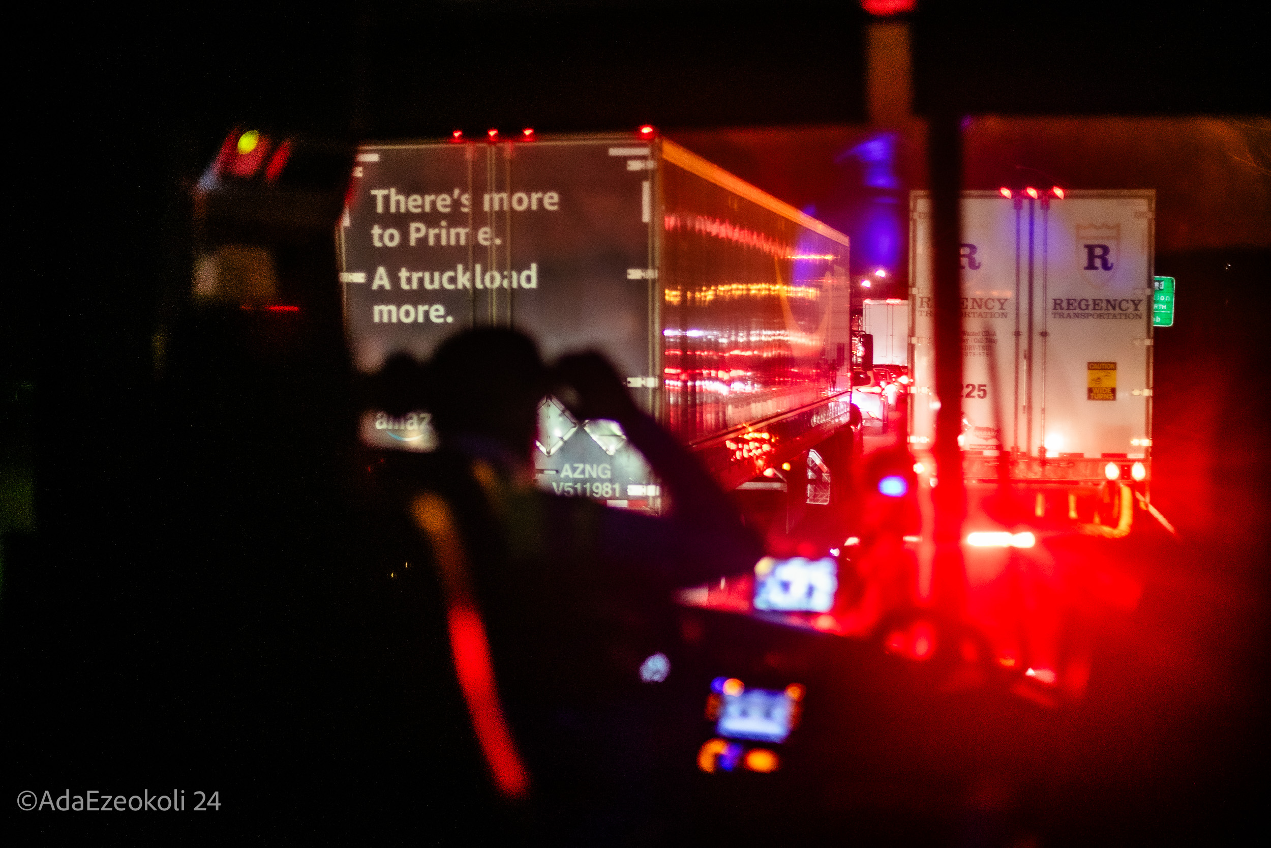 Interior of a bus looking onto traffic